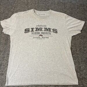 SIMMS Fishing Products Gray Graphic T-Shirt Men's M Short Sleeve Bozeman Montana